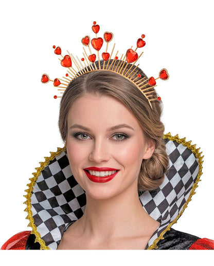 Diadem mit Herzen Gold-Rot