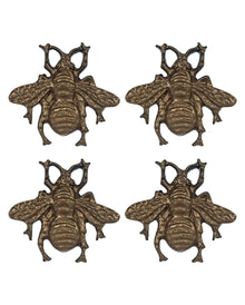 Messingfarbene Bienen Magneten im Vintage Style 4 St..