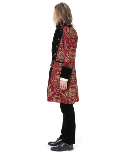 Gothic Aristokrat Herren Mantel Gold Rot Brokat