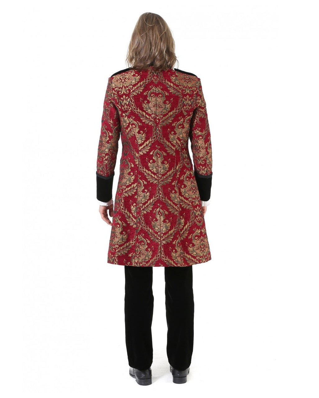 Gothic Aristokrat Herren Mantel Gold Rot Brokat