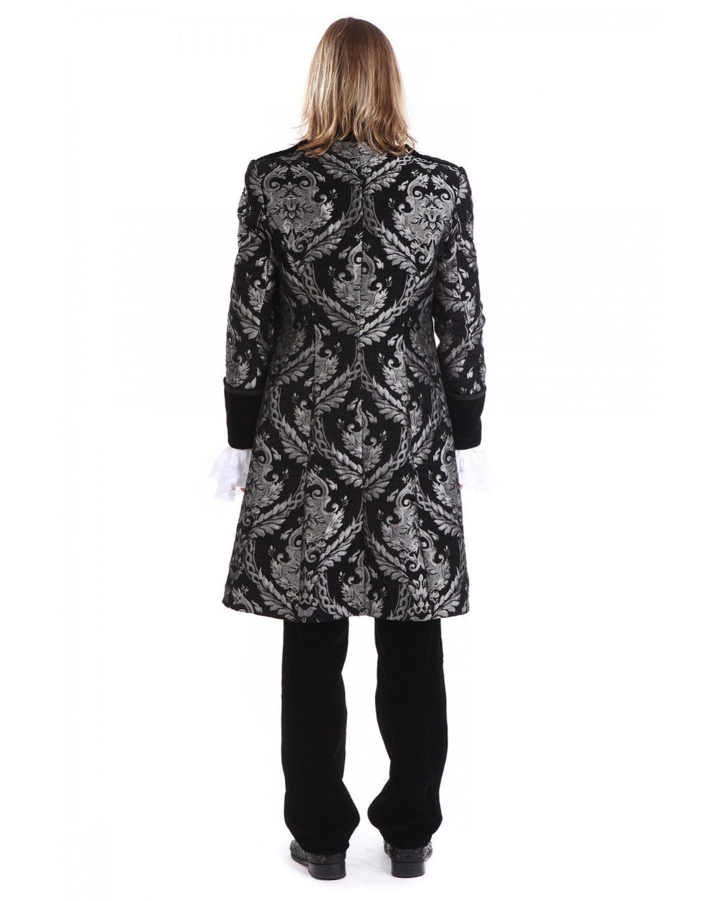 Gothic Aristokrat Herren Mantel Silber Brokat