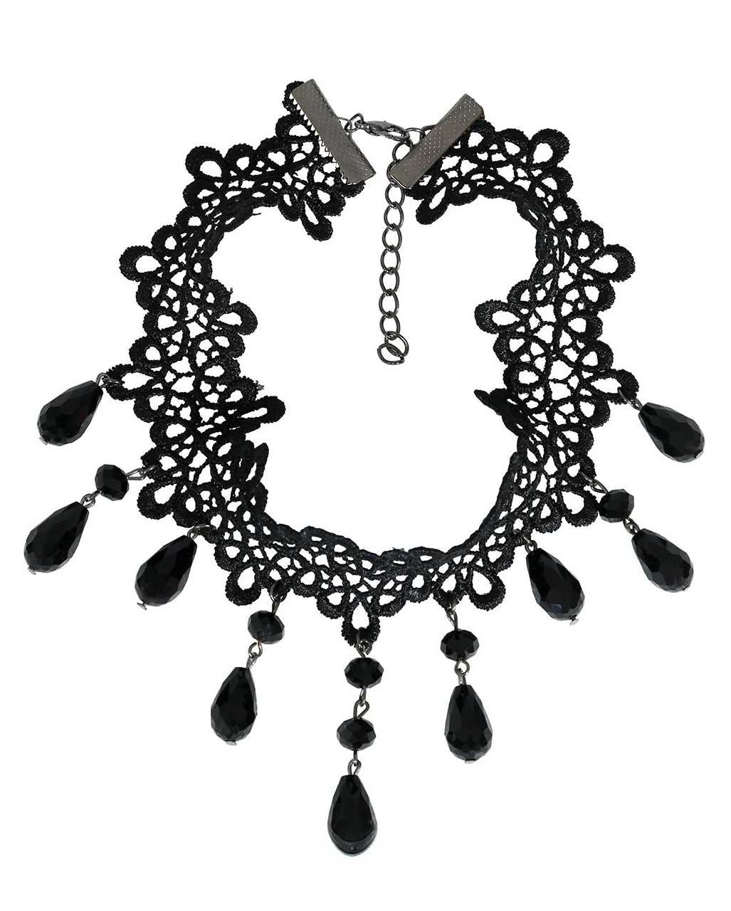 Gothic Baroque Necklace With Black Gemstones