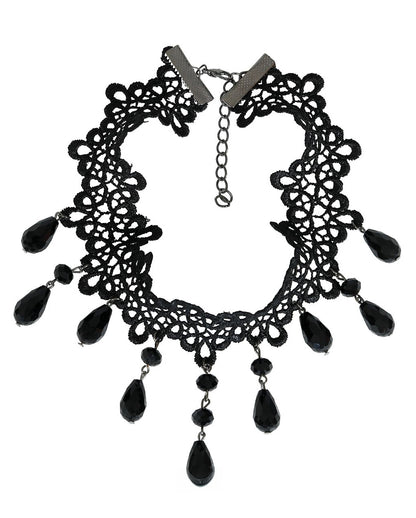 Gothic Baroque Necklace With Black Gemstones