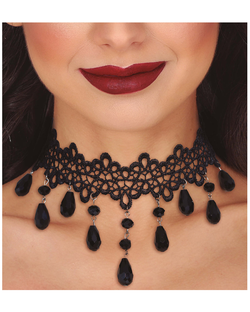 Gothic Baroque Necklace With Black Gemstones