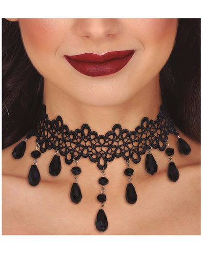 Gothic Baroque Necklace With Black Gemstones
