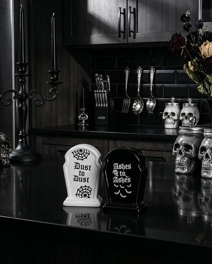 Gothic Grabstein Salz & Pfefferstreuer Set