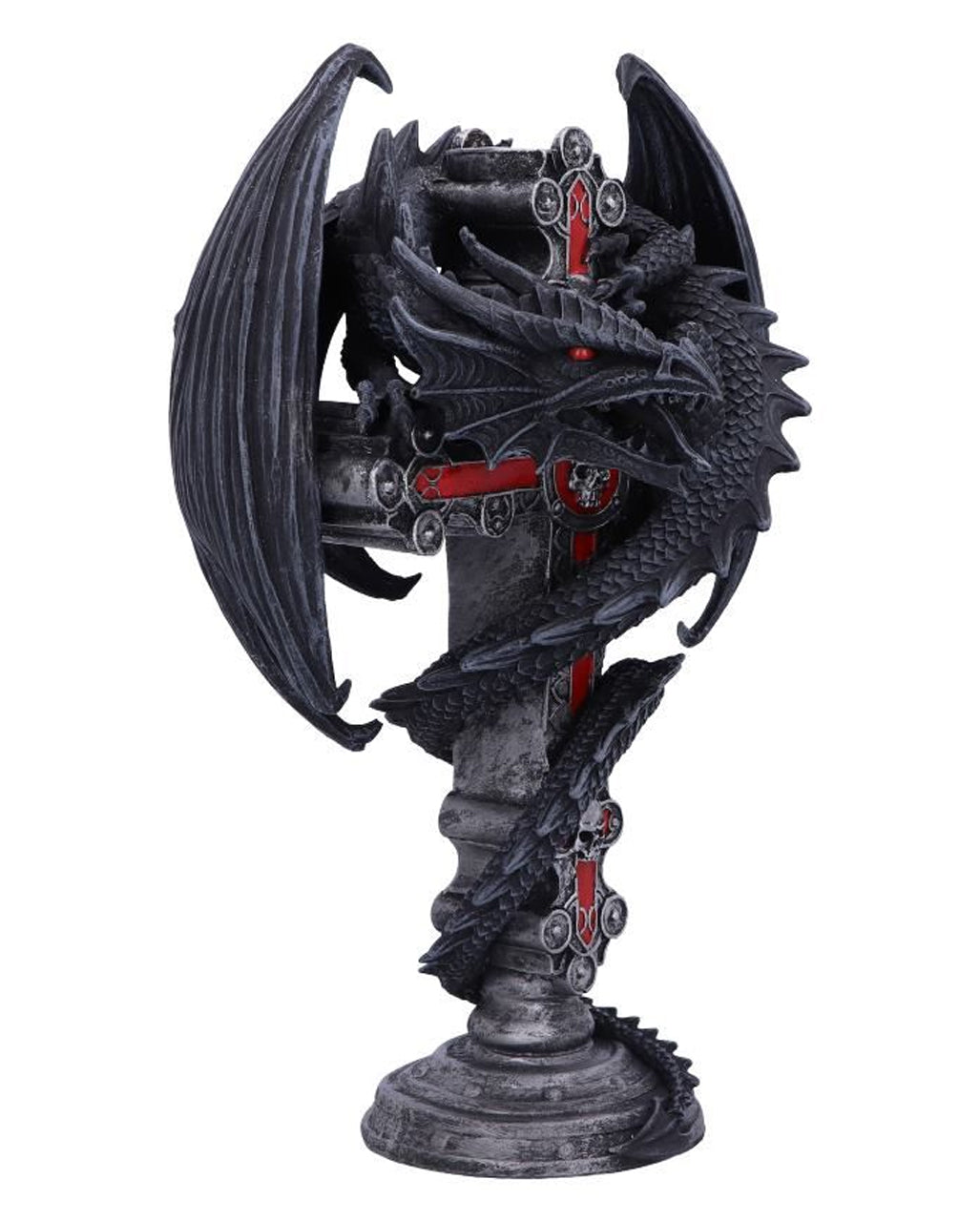 Gothic Drachen Kerzenständer 26,5cm