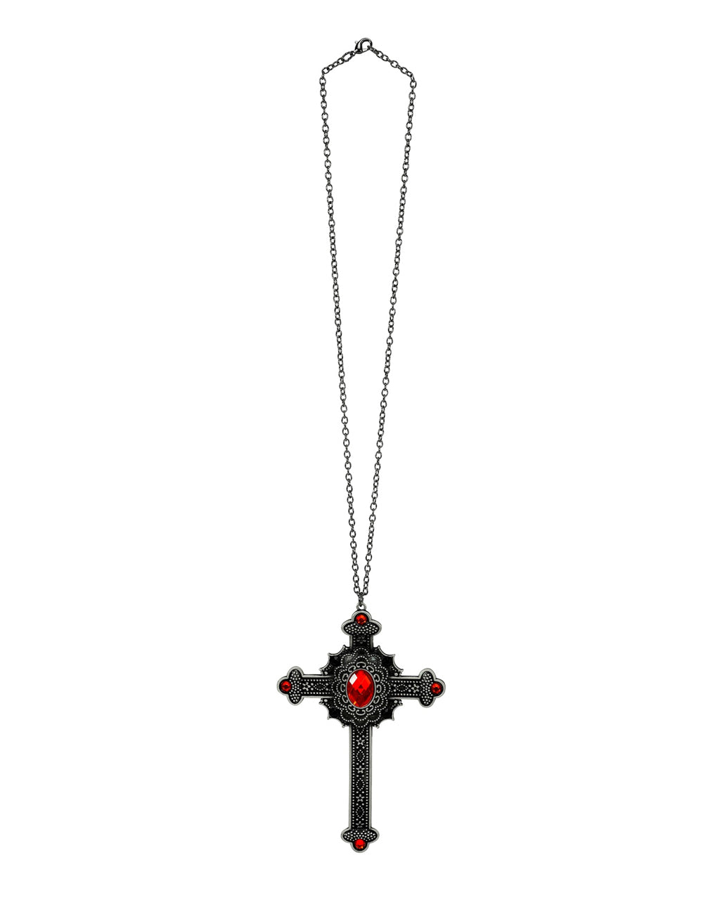 Gothic Necklace With Cross And Gemstone