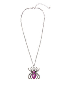 Spinnen Halskette mit lila Strass Steinen