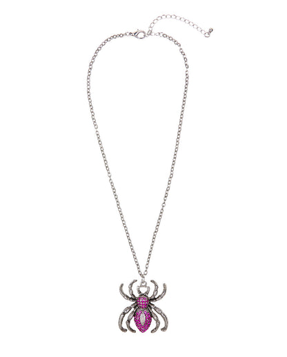 Gothic Necklace With Purple Rhinestone Spider