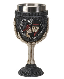 Gothic Kelch mit Skelett Liebespaar 18,5cm