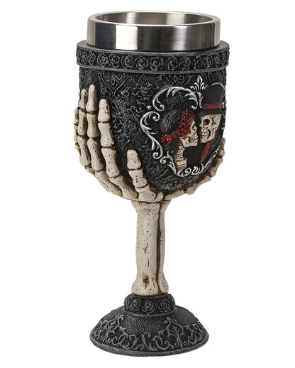 Gothic Kelch mit Skelett Liebespaar 18,5cm