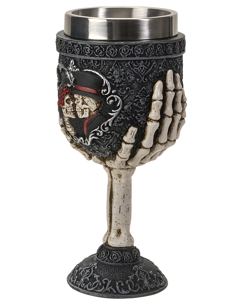 Gothic Kelch mit Skelett Liebespaar 18,5cm