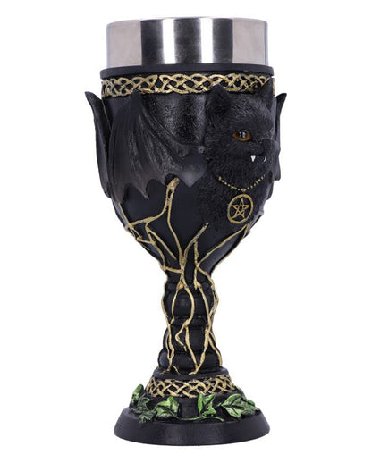 Gothic Trinkkelch mit Vampirkatze 17cm