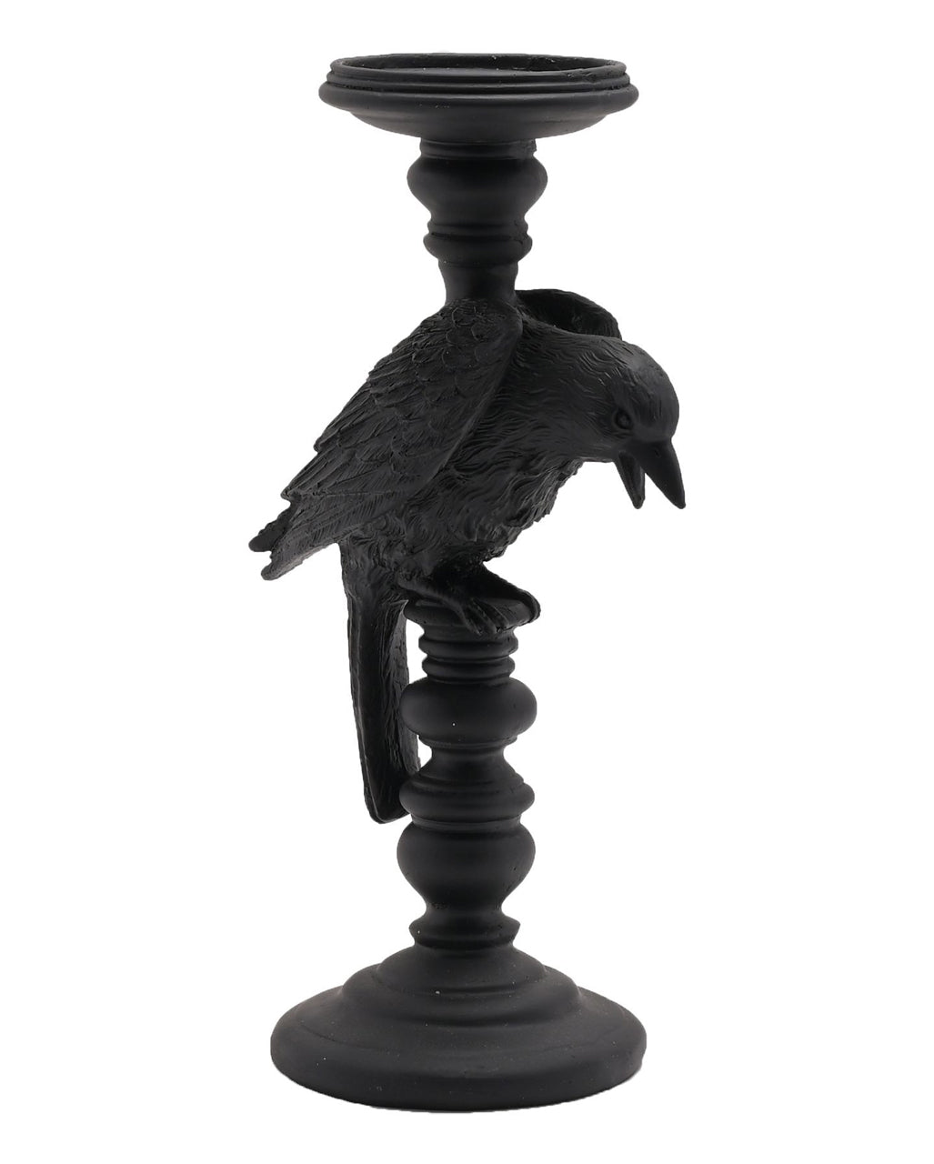 Gothic Kerzenständer mit schwarzer Krähe 29cm