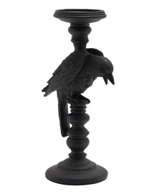 Gothic Kerzenständer mit schwarzer Krähe 29cm