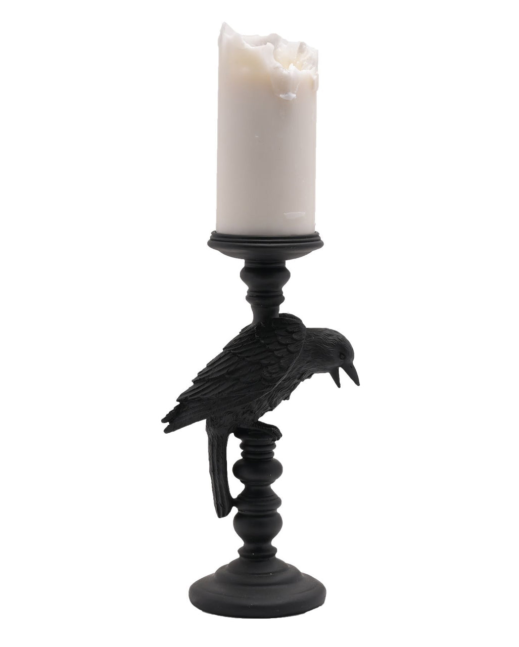 Gothic Kerzenständer mit schwarzer Krähe 29cm