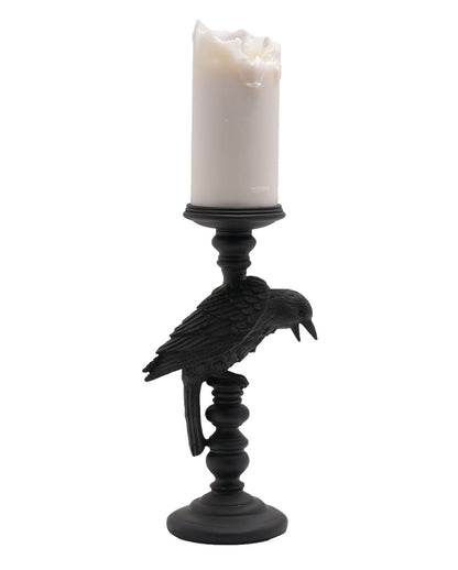 Gothic Kerzenständer mit schwarzer Krähe 29cm