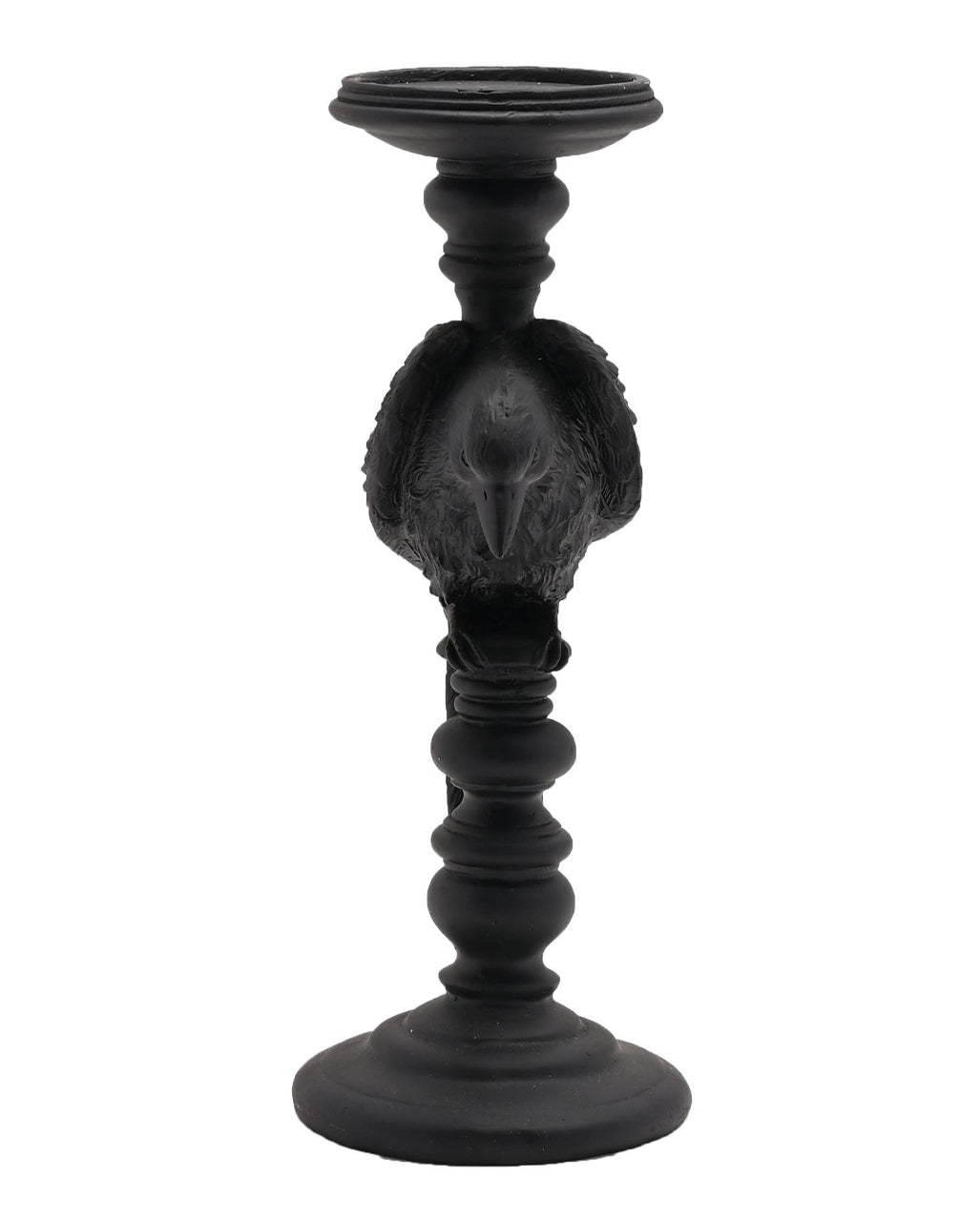 Gothic Kerzenständer mit schwarzer Krähe 29cm