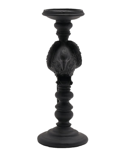 Gothic Kerzenständer mit schwarzer Krähe 29cm
