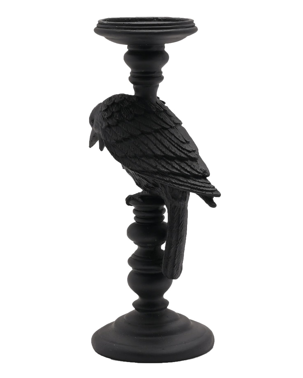 Gothic Kerzenständer mit schwarzer Krähe 29cm