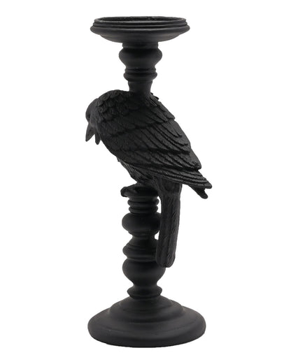 Gothic Kerzenständer mit schwarzer Krähe 29cm
