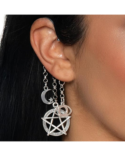 Halloween Ohrringe Pentagramm, Mond & Sterne