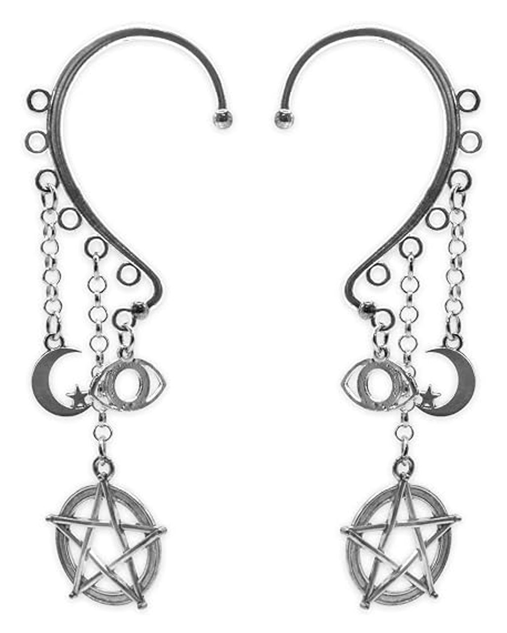 Halloween Ohrringe Pentagramm, Mond & Sterne