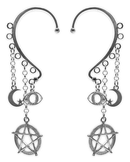 Halloween Ohrringe Pentagramm, Mond & Sterne