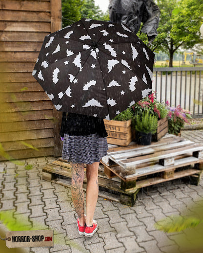 Gothic Umbrella With Bats Motif