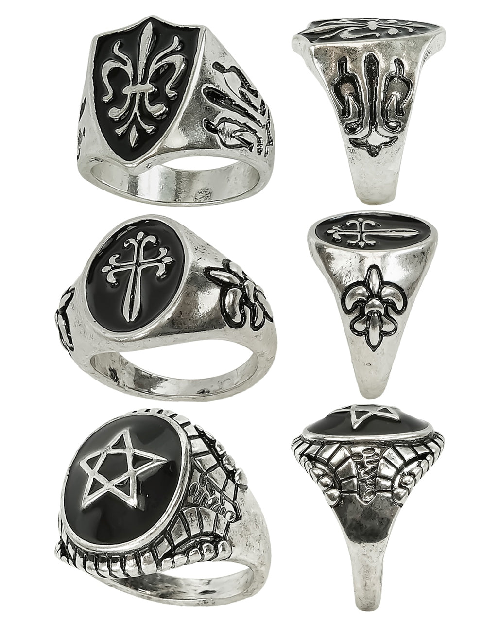 Gothic Ringe als Kostümaccessoire 3er-Set