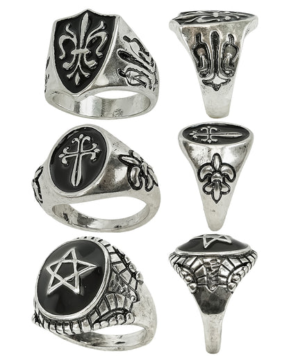 Gothic Ringe als Kostümaccessoire 3er-Set