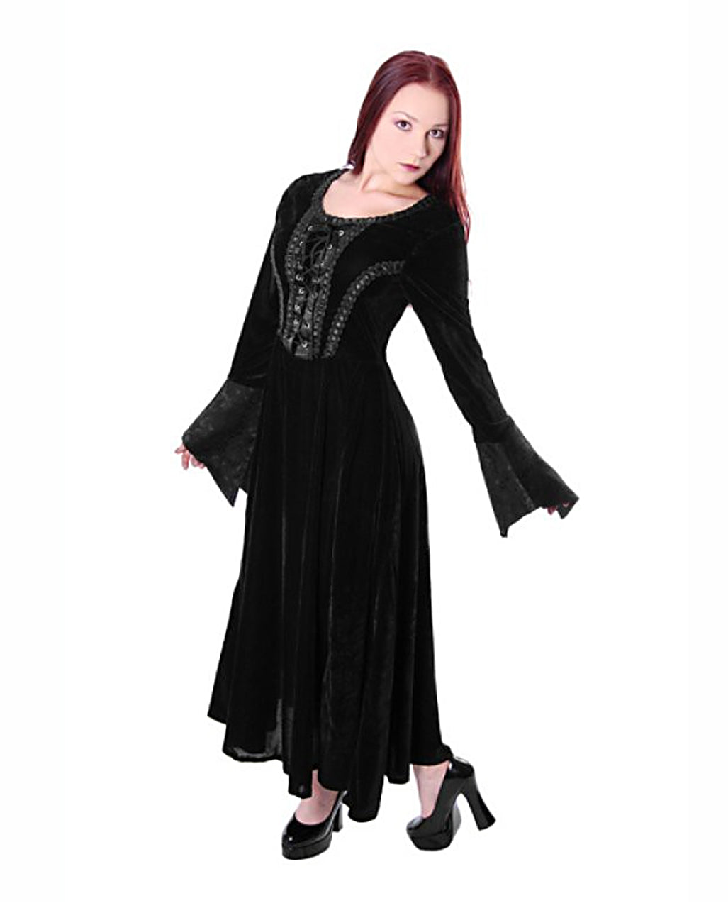 Gothic Romantik Kleid Samt Schwarz