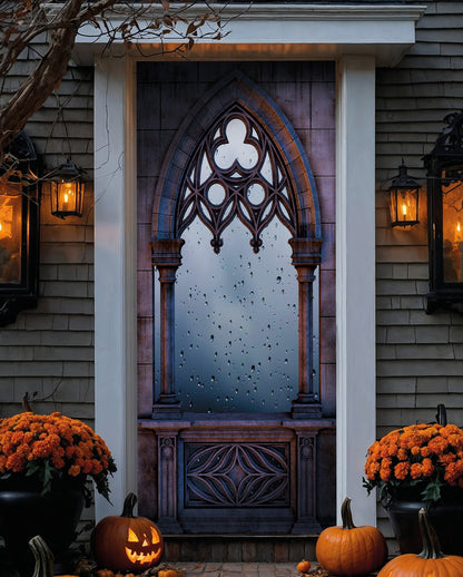 Tür & Wanddeko mit Gothic Schloss Fenster Motiv 78x200cm