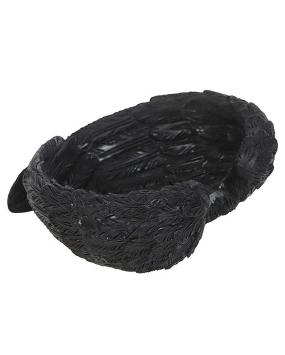 Gothic Schmuckschale mit Rabenfedern 11cm Ø