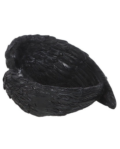 Gothic Schmuckschale mit Rabenfedern 11cm Ø