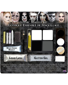 Gothic Schwarz-Weiß Schminkset 15-teilig