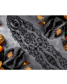 Halloween Spitzen Tischläufer Totenkopf 180cm