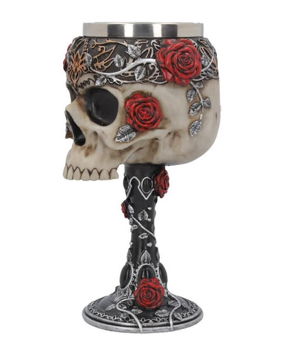 Gothic Totenschädelkelch mit Rosen