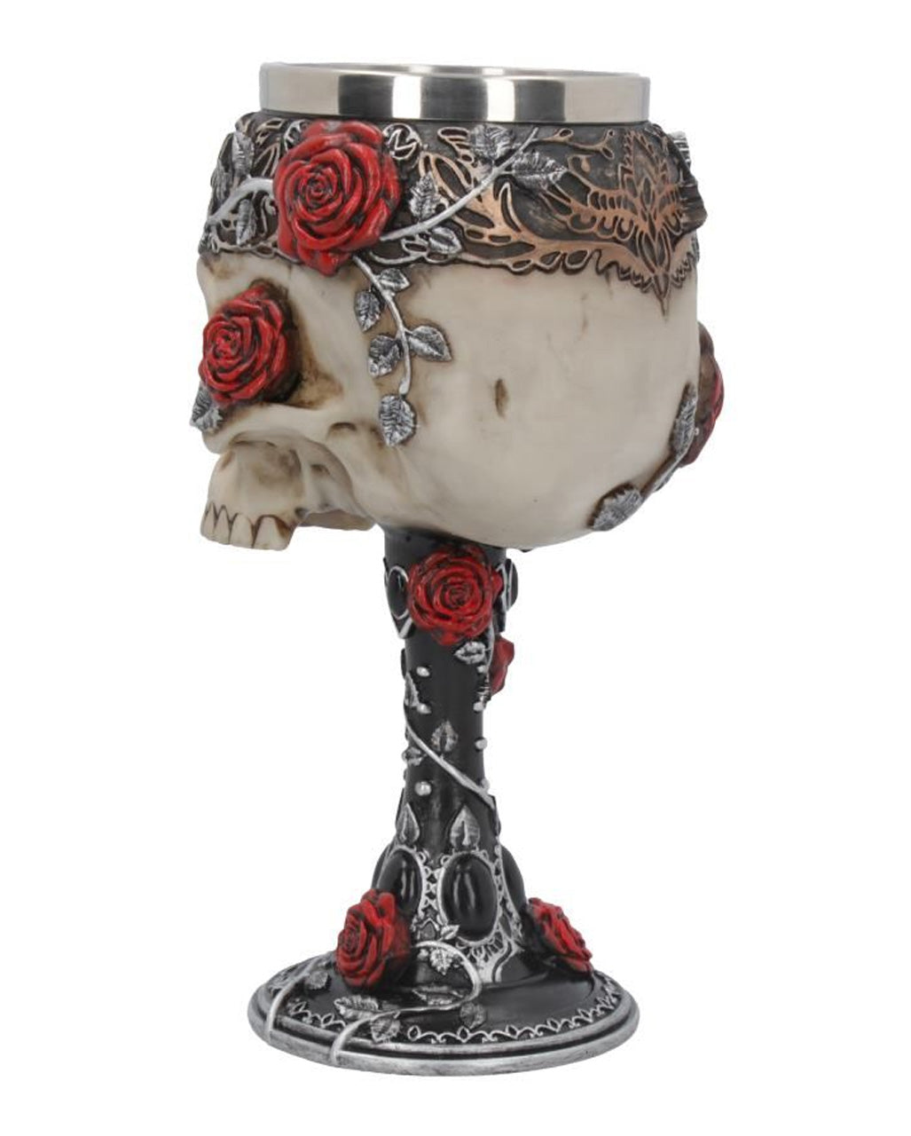 Gothic Totenschädelkelch mit Rosen
