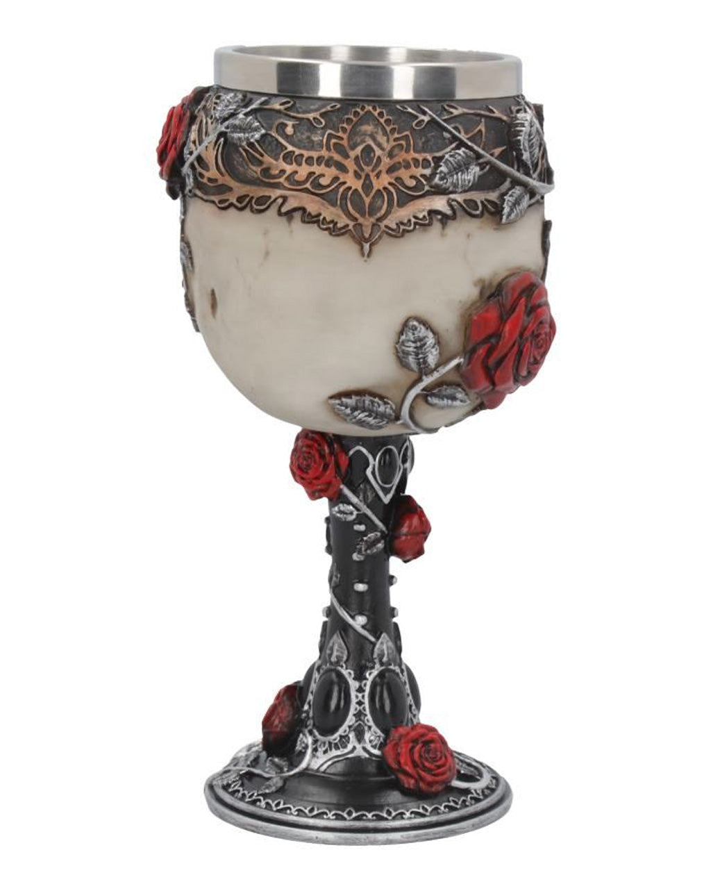 Gothic Totenschädelkelch mit Rosen