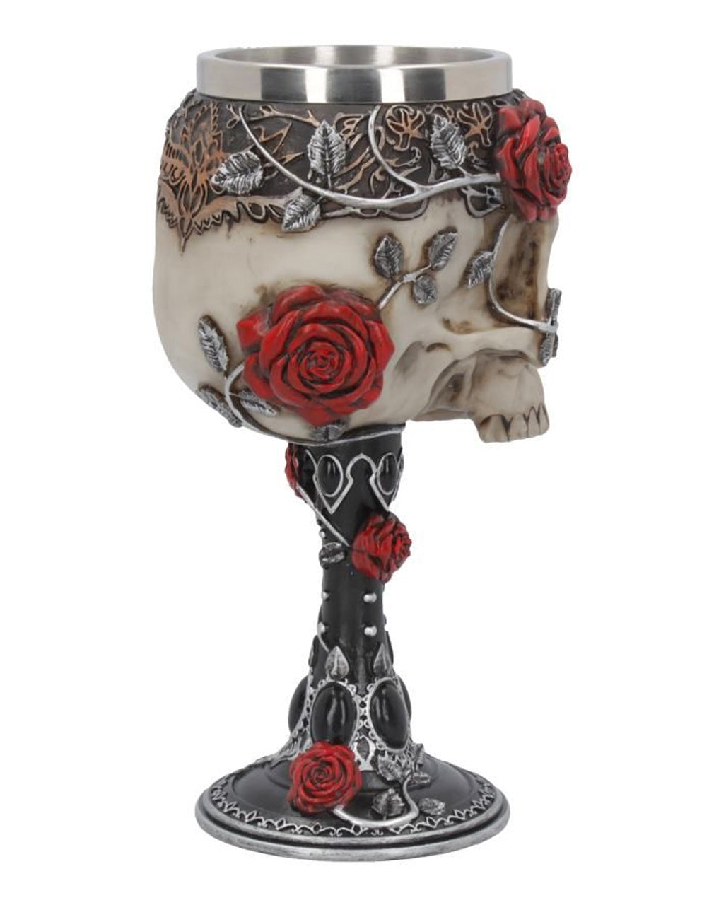 Gothic Totenschädelkelch mit Rosen