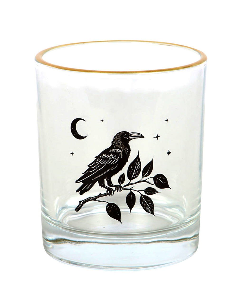 Gothic Trinkglas mit sitzendem Raben 350ml
