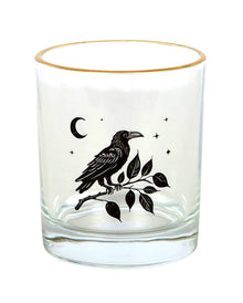 Gothic Trinkglas mit sitzendem Raben 350ml