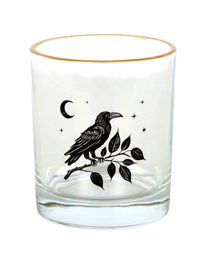 Gothic Trinkglas mit sitzendem Raben 350ml