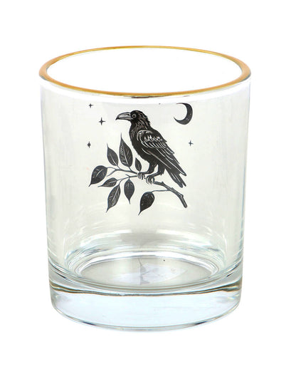 Gothic Trinkglas mit sitzendem Raben 350ml