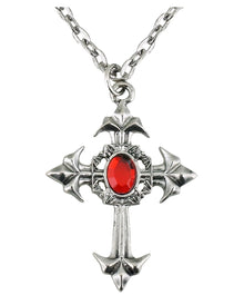 Gothic Halskette mit Keltenkreuz Anhänger Rot