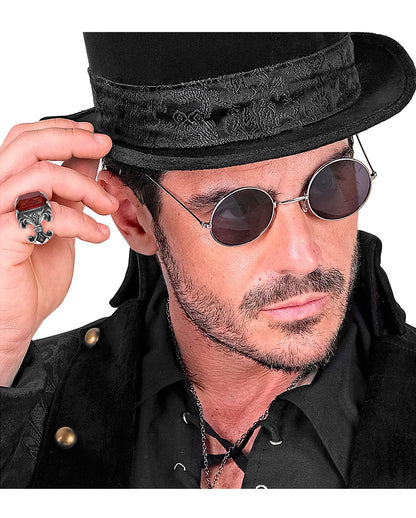 Vampir Gothic Ring mit rotem Edelstein