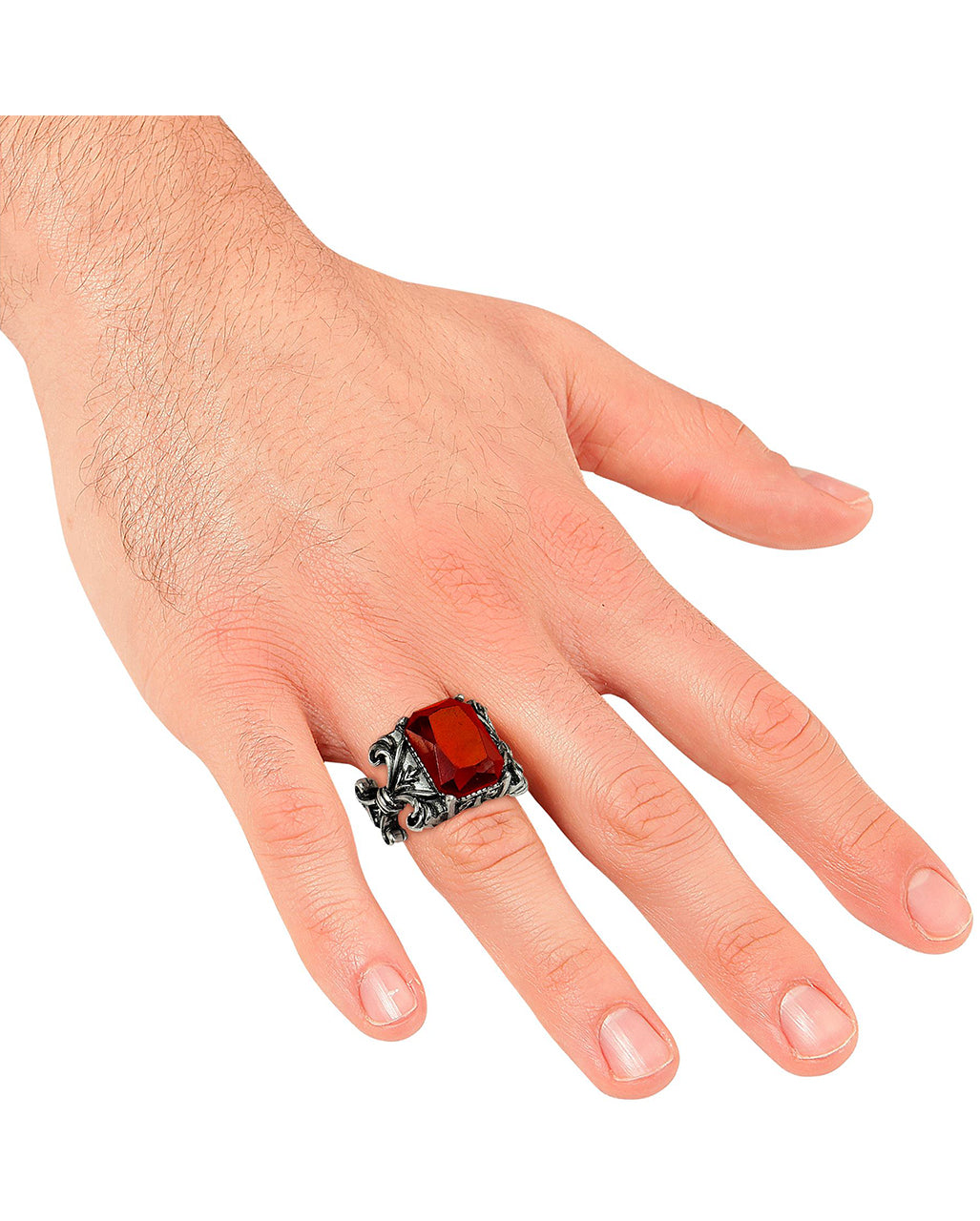 Vampir Gothic Ring mit rotem Edelstein
