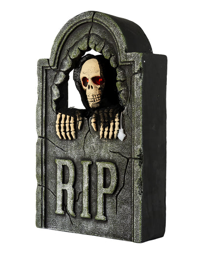 Grabstein mit sich bewegendem Grim Reaper, Sound & Licht 55cm